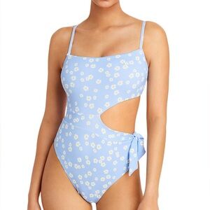 Aqua Bloomingdale’s one piece cut out swim suit NEW NWT small daisy print